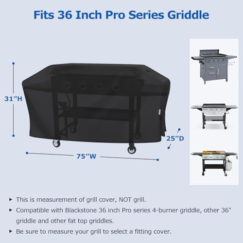SunPatio Griddle Cover for Blackstone 36" Pro Series, Outdoor Barbecue Flat Top Gas Grill Cover 75 Inch for 4 Burner Cooking Station, Waterproof All Weather Protection - Image 2