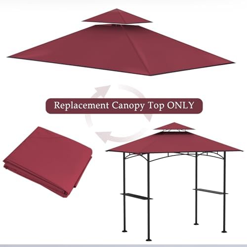 5' x 8' Grill Gazebo Replacement Top, Burgundy Canopy Top Cover Only - Image 6