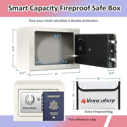 Voncabay Money Safe Box for Home with Digital Keypad, 0.23 Cu. Ft., White - Image 3