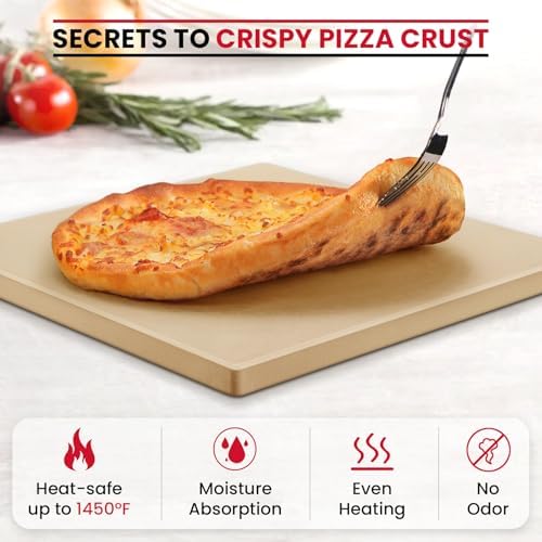 Unicook 12"x12" Square Pizza Stone for Oven Grill, Cordierite Baking Stone - Image 4