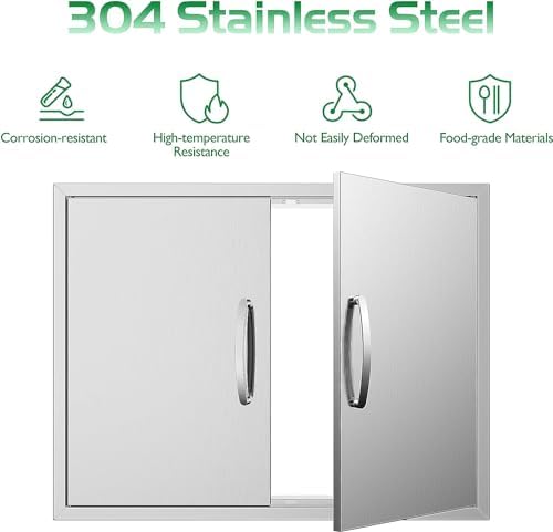 Outdoor Kitchen Doors 31W x 24H Inch, Double BBQ Access Doors 304 Stainless Steel for Outdoor Kitchen Cabinet Grill Station or BBQ Island - Image 5