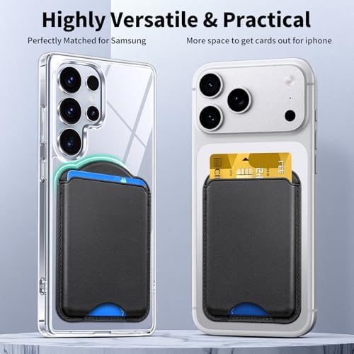 Magnetic Wallet for Samsung Galaxy S26 S25 S24 Series, Fold 8 Ultra with Magsafe Case, for iPhone 18-12 Series, RFID Blocking Leather Magnetic Card Holder | Holds 3 Cards | Black - Image 4