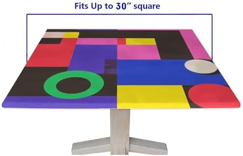 Fitted Outdoor Table Cloth, Modern Geometric Pattern Printed on Oilproof Patio Coffee Table Cover, Ideal for Weddings Birthdays Events, Fit for 30" x 30" Square Tables - Image 5