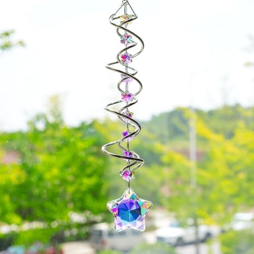 21 Inch Crystal Spiral Wind Spinner Gazing Ball Suncatcher Decor - Image 2