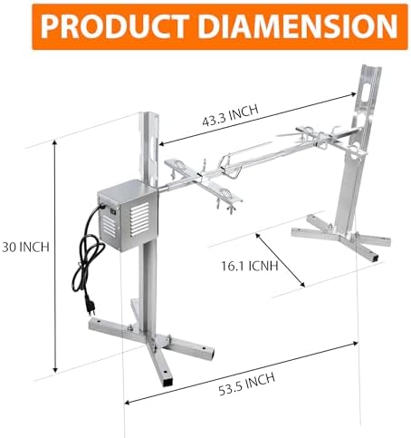 iMeshbean 220lbs Rotisserie Grill Kit, Electric Pig Spit Rotisserie Grill with 45W Motor,Stainless Steel Spit Roaster Stand for Roasting Pig Lamb Turkey Chicken & Whole Animals,Height Adjustable - Image 7