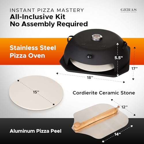 HeatGuard Pro Geras Pizza Oven for Grill - Grill Top Pizza Oven For Outdoor Camping - Pizza Stone, Pizza Peel Kit - Portable Backyard BBQ Pizzas Maker Charcoal, Pellet, Propane Gas Wood Attachment - Image 6