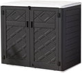 Mrosaa Resin Outdoor Storage Shed, 38 cu.ft Outdoor Storage Box Waterproof for Garden Tools, Patio Furniture, Trash Cans, Garage Storage, Lockable (Black) by Mrosaa