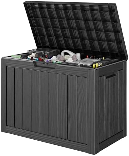 Outdoor Storage Waterproof Deck Box for Patio (45 Gallon, Black) by Unknown
