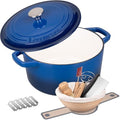 VORRINGARD Enameled Cast Iron Dutch Oven Pot with Lid, for Bread Baking, Round Bread Oven- include Sourdough Bread Baking Supplies Set, 6QT, Blue by Unknown