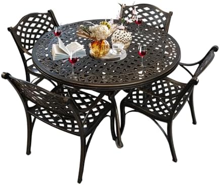 48.23" Patio Dining Table, All-Weather Cast Aluminum Table with 2.36" Umbrella Hole, Patio Furniture Table, Outdoor Dining Table for Backyard and Poolside - Image 7