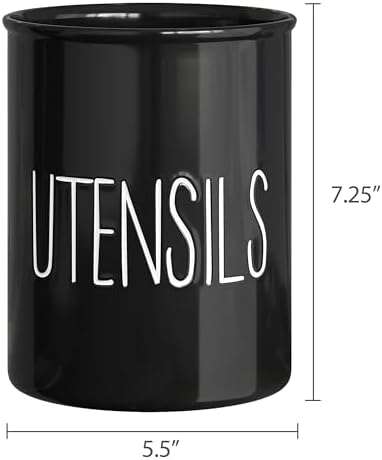 Barnyard Designs Ceramic Farmhouse Kitchen Utensil Holder 7" (Black) - Image 7