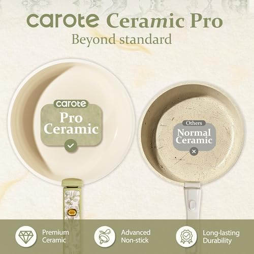 CAROTE 25pcs Ceramic Cookware Sets, Detachable Handle Pots and Pans Set - Image 5