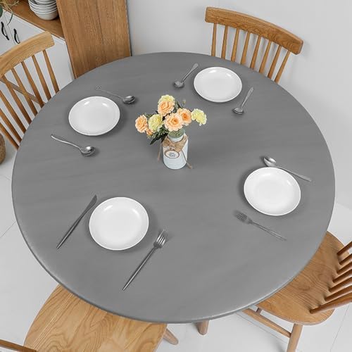 Romanstile Round Fitted Vinyl Tablecloth with Elastic Edge 100% Waterproof - Image 6