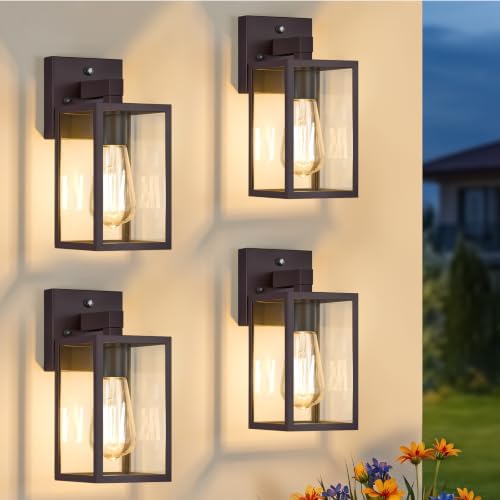FOLKSMATE Plastic Dusk to Dawn Outdoor Wall Sconce Dark Chocolate 4-Pack - Image 2