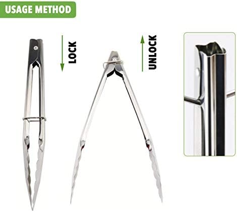 HINMAY Mini Stainless Steel Food Tongs with Silding Rings 7-Inch, Set of 6 - Image 4