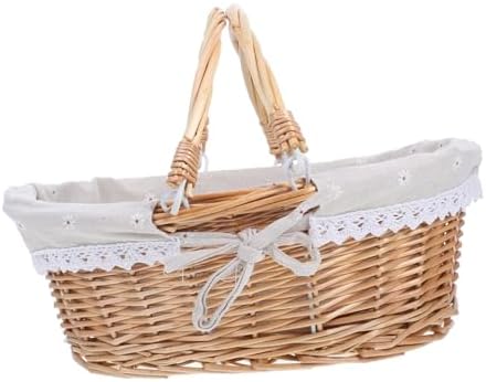 Woven Wicker Basket Xmas with Handles for Home and Outings by Ciieeo