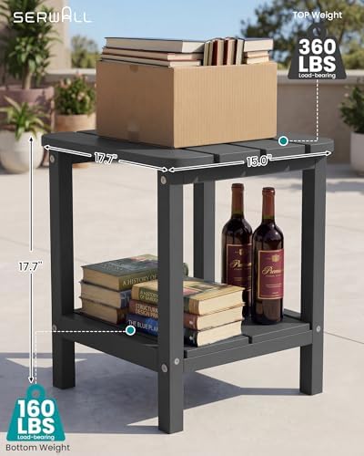 SERWALL Adirondack Table Set of 2, Outdoor Side Table- Gray - Image 3