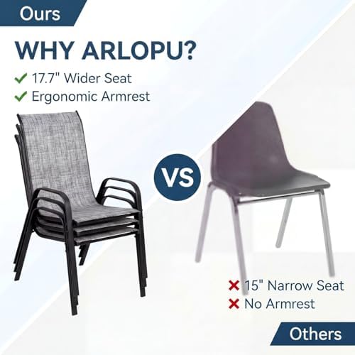 Arlopu 5 Pieces Outdoor Patio Dining Set, Glass Table and Textilene Chair - Image 3