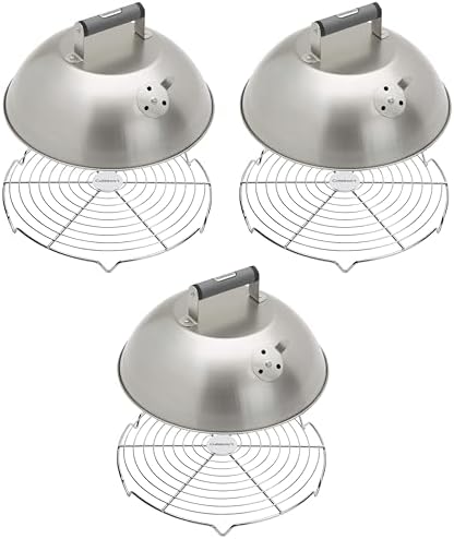 Cuisinart 12.25" Melting Dome with Bonus Wire Rack, Stainless Steel Grill Dome with Vent for Steaming, Smoking & Melting Cheese, Ideal for BBQ, Griddles, and Outdoor Cooking (Pack of 3) by Cuisinart