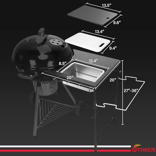 Utheer Folding Grill Table for Weber Kettle 22/18/26 Inch, BBQ Prep Station - Image 2