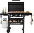 Royal Gourmet 3-Burner Gas Griddle with Hood, Collapsible Side Shelves by RoyalGourmetCorp