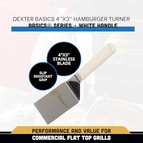 Dexter-Russell Basics 4" x 3" Hamburger Turner | P94854 | Square-End Stainless Steel Spatula with Offset Blade & Polypropylene Handle | Medium Size, NSF Certified - Image 2