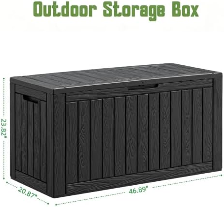 Outdoor Storage Waterproof Deck Box for Patio (110 Gallon, Black) - Image 2