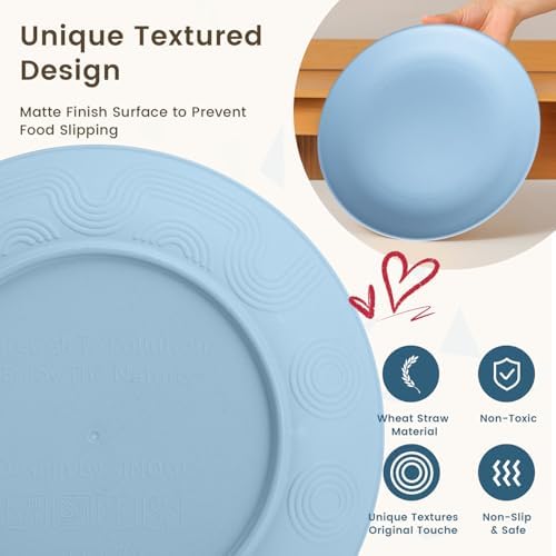 Homienly Premium Dinnerwave Sets, Lightweight & Unbreakable Wheat Straw Dish Set - Plates and Bowls Set with Cups, 16 PCS Microwave and Dishwasher Safe Dinnerware Set - Multi Light - Image 4