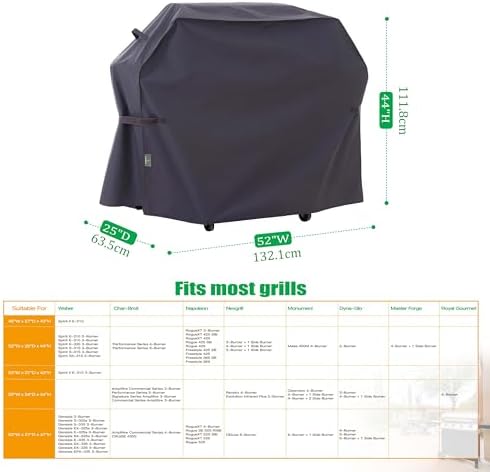 F&J Outdoors Grill Covers BBQ Covers, Grey, 52'W x 25" D x 44" H - Image 2