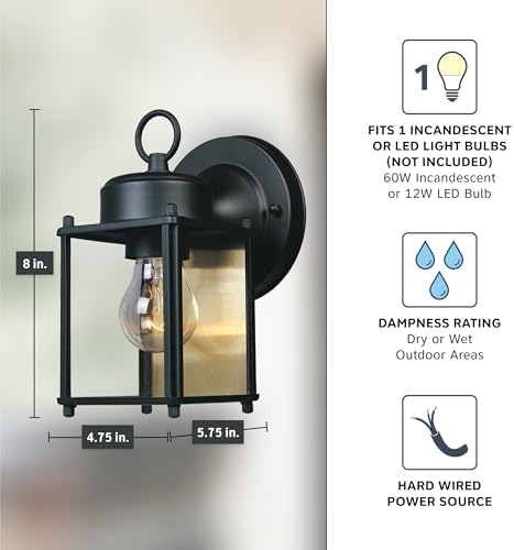 DESIGNERS FOUNTAIN Preston 8 Inch Outdoor Wall Light, Black, 1161-BK - Image 4