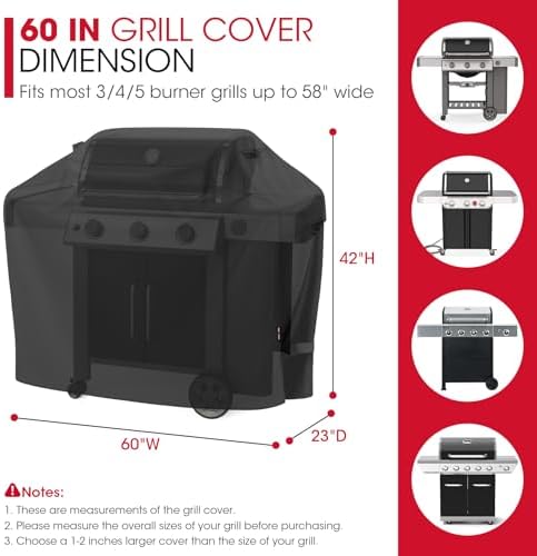 Unicook 60 Inch Heavy Duty Waterproof Grill Cover for Outdoor Grill - Image 3