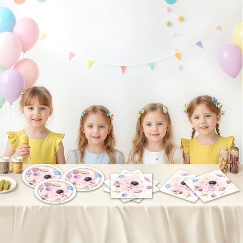 Egami 40pcs Pink Space Party Supplies,include 20 Dessert plate and 20 Napkin,Galaxy Space Planet Astronauts Birthday Plate Napkin Set,Used for outer space Party Decoration - Image 6