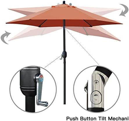 Sunnyglade 7.5' Patio Umbrella Outdoor Table Umbrella Tilt Crank Orange - Image 2