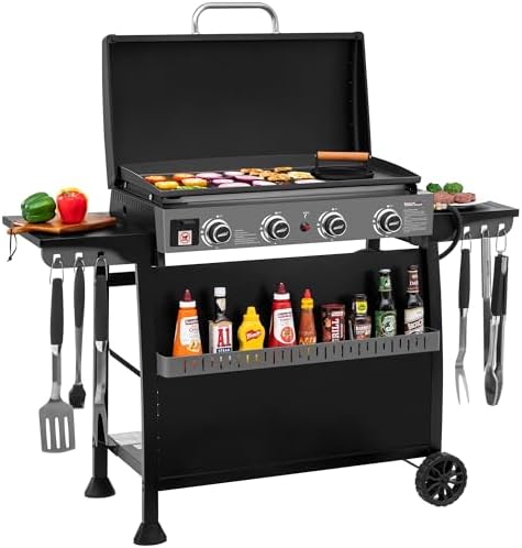Royal Gourmet PD4001 4 Burner Propane Gas Griddle, Removable Standing Cart by RoyalGourmetCorp