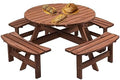 8 Person Wooden Picnic Table, Outdoor Camping Dining Table with Seat, Garden, DIY w/ 4 Built-in Benches, 2220lb Capacity Brown by QUAWIP
