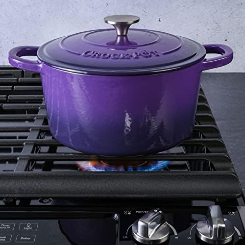 Crock-Pot Artisan 5-Quart Round Enameled Cast Iron Dutch Oven – Lavender Purple, Durable Heavy-Duty Cookware for Slow Cooking, Roasting, Baking with Lid - Image 7