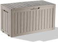 PatioZen 75 Gallon Outdoor Deck Box,Waterproof Resin Outdoor Storage Boxes, Outside Storage Lockable Container for Garden Tools,Indooor Cushions,Accessories (Grey) by OutdoorLivingPerfected