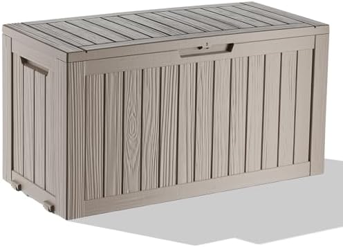 75 Gallon Waterproof Outdoor Storage Box,Resin Deck Box,Lockable Outside Storage Box Container for Patio Furniure,Garden,Pool Tools (75 Gallon,Grey) by MAIUSCOLI