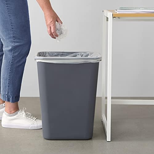 Amazon Basics Rectangular Commercial Office Wastebasket, Easy to Clean, 10 Gallon, Grey, 2-Pack - Image 7