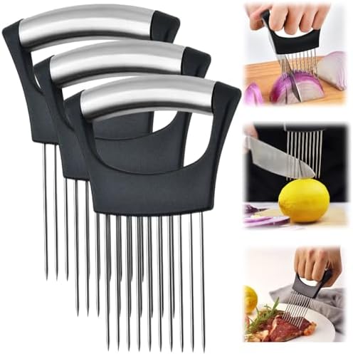 2025 Upgraded Onion Slice, New Stainless Steel Onion Chopper for Slicing, Chopper Slice Assistant Tool, Cutter for Slicing of Meat, Onion, Potato, Tomato Kitchen Gadgets (3) by NQAFH