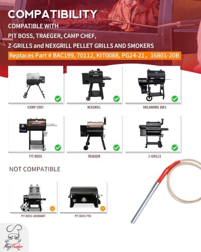 2-Pack Hot Rod Igniter Replacement for Traeger, Pit Boss, Camp Chef & Z Grills, Oklahoma Joe's – Heavy Duty AC Grill Heating Element Replaces 70112 BAC199 KIT0088 PG24-21 16801-20B - Image 2