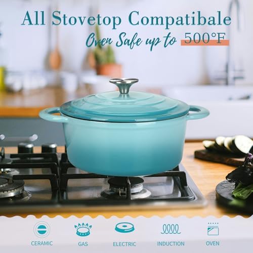 Enameled Cast Iron Dutch Oven with Lid, 6QT Heavy-Duty & Non-Stick Cookware Pot for Braising, Stews, Roasting, Bread Baking - Oven & Stovetop Safe - Image 6