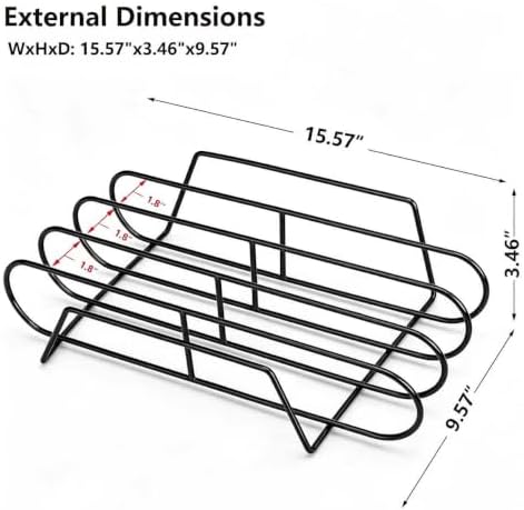 Rib Rack for Smoking –Rib Racks for Grilling and Smoking for 3 Full Racks of Ribs– Fits 18" Smoker, Weber, Kamado, Traeger – BBQ Grill Accessories for Men & Meat Lovers（15", Black, 1 Pack） - Image 2
