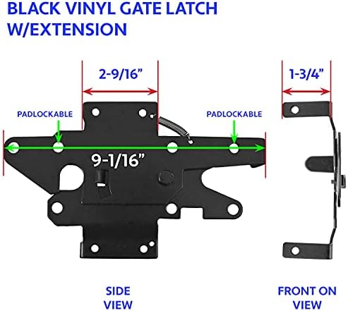 Vinyl Gate Extended Latch Black (for Vinyl, Wood, PVC etc Fencing) Fence Gate Latch w/Mounting Hardware - CASE Qty 12 - Image 2