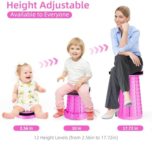 Qiguet Collapsible Stool, Folding Chair - Upgraded Portable Chair with Load Capacity 400lbs, Portable Stool for Camping Fishing Hiking - Folding Stool with Carrying Strap,Gifts for Fisherman(All Pink) - Image 3