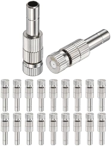 M METERXITY 20-Pack Brass Misting Nozzles, 0.024"/0.6mm Orifice Mister Replacement Heads with Filter Mesh for Cooling System/Landscaping/Humidification, 6mm Low-Pressure Fog Sprayer Nozzle by MMETERXITY