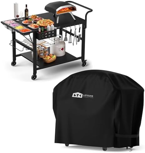 Leteuke Grill Cover for Outdoor Pizza Oven Table Stand Grill Cart by Leteuke