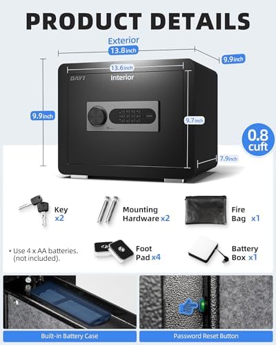 DAYI Safe Box, 0.8 Cu. Ft. Home Safes with Fireproof Bag for Valuables Docs - Image 6