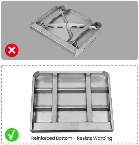 23x16 Inch Griddle for Gas Grill Reinforced Bottom Anti Warp Detachable Handle Grease Groove Stainless Steel Flat Top for Pellet Grill and Stove Outdoor Indoor Cooking - Image 5