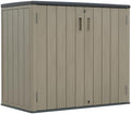 ZZM 37 Cu.ft Outdoor Storage Shed with Floor HDPE Double-Wall Resin Sheds Outdoor Storage, Lockable Weatherproof Storage Cabinet Fit for Garden Tools, Garage can, Bike, Patio Furniture, Brown by ZZM